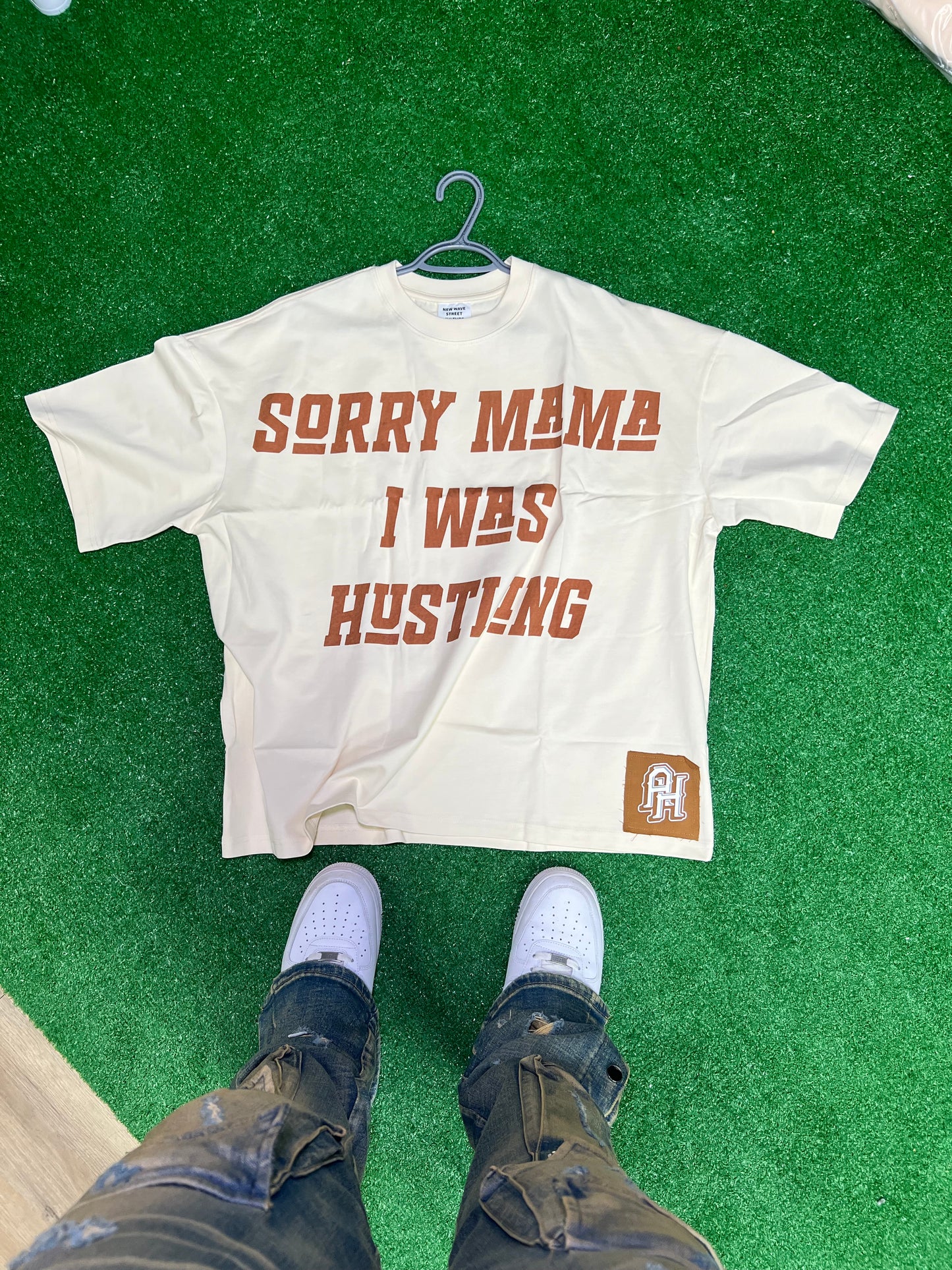 “Sorry Mama I Was Hustling Oversized Cropped Tee”
