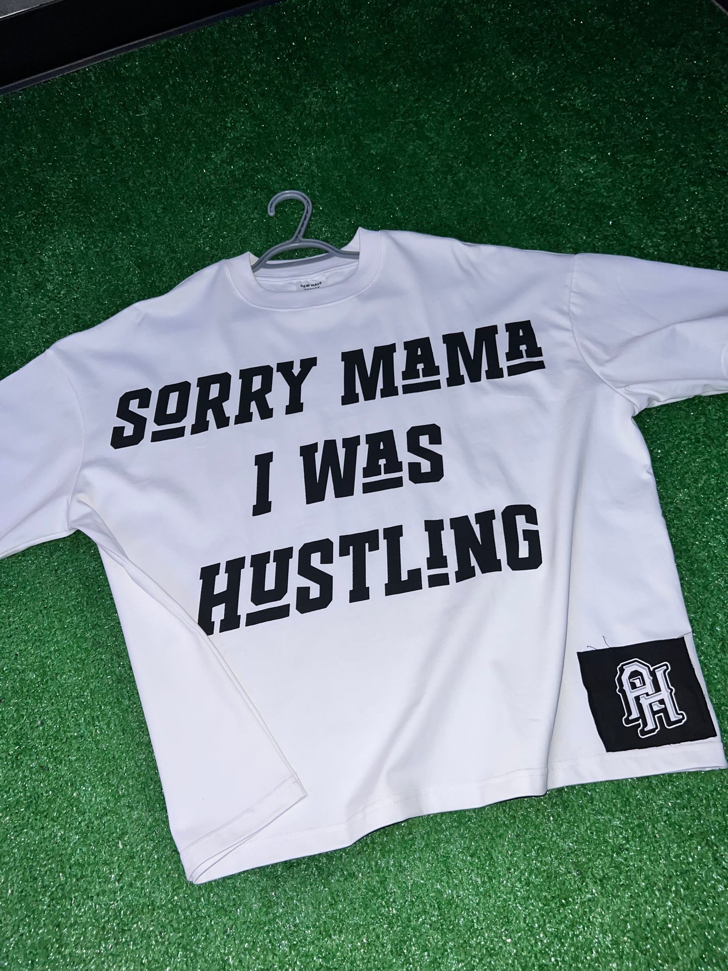 “Sorry Mama I Was Hustling Oversized Cropped Tee”